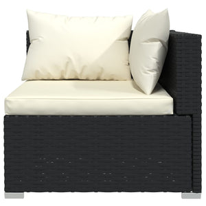 11-tlg. Garten-Lounge-Set mit Kissen Schwarz Poly Rattan