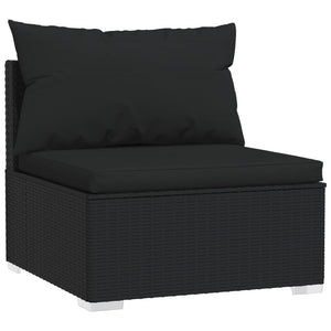 13-tlg. Garten-Lounge-Set mit Kissen Schwarz Poly Rattan