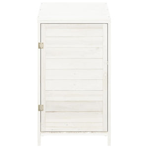 Geräteschuppen Weiß 55x52x112 cm Massivholz Tanne