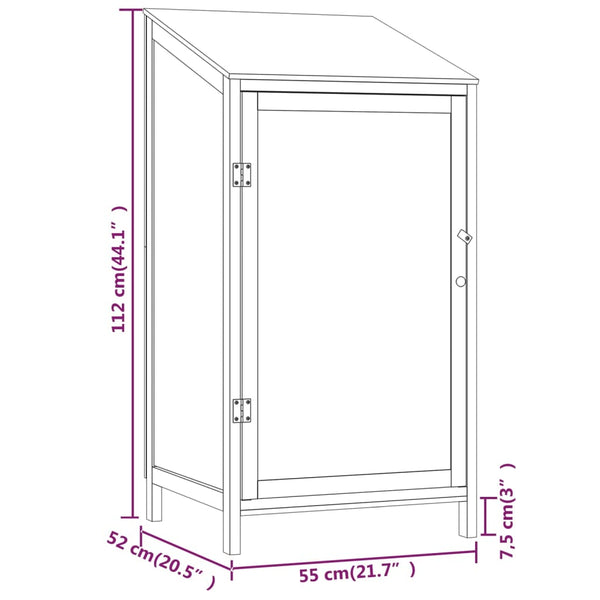 Geräteschuppen Braun 55x52x112 cm Massivholz Tanne