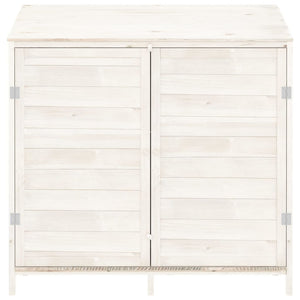 Geräteschuppen Weiß 102x52x112 cm Massivholz Tanne