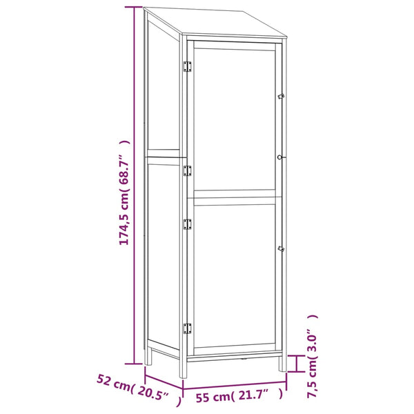 Geräteschuppen Anthrazit 55x52x174,5 cm Massivholz Tanne