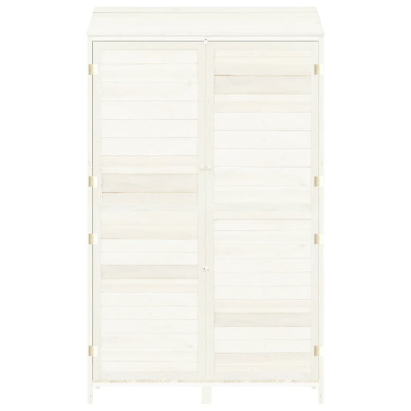 Geräteschuppen Weiß 102x52x174,5 cm Massivholz Tanne