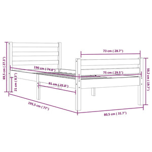 Massivholzbett 75x190 cm Honigbraun