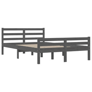 vidaXL Lit en bois massif gris 140x200 cm