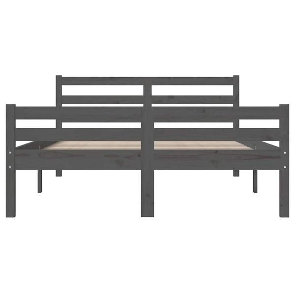 vidaXL Lit en bois massif gris 140x200 cm