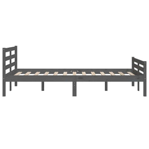 vidaXL Lit en bois massif gris 140x200 cm