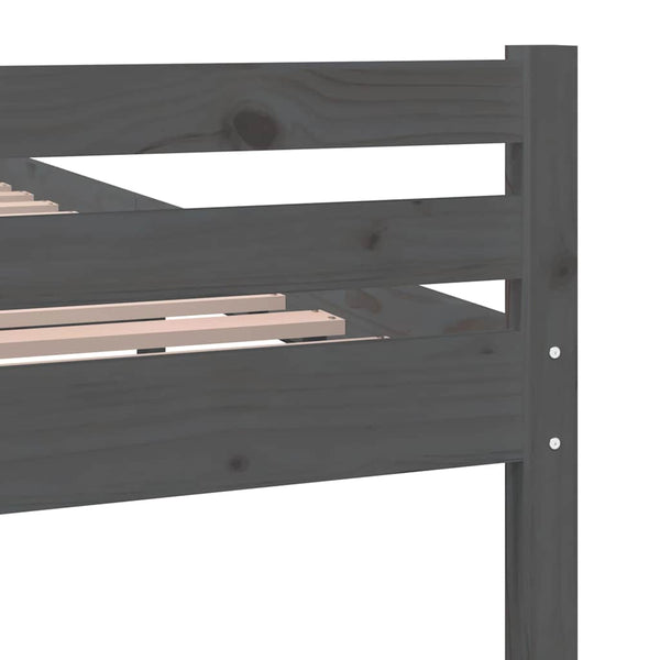 vidaXL Lit en bois massif gris 140x200 cm