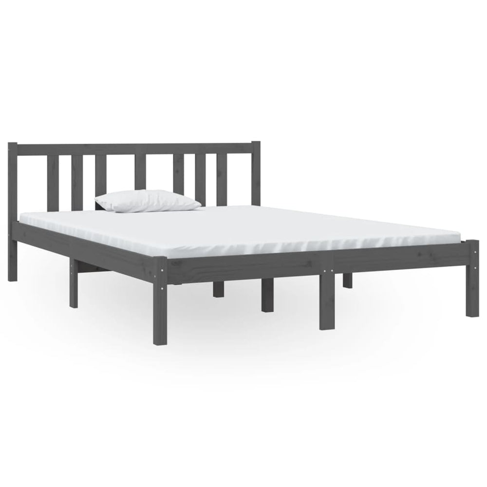 Massivholzbett Grau 135x190 cm