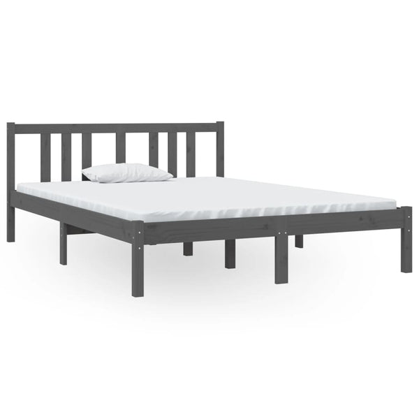 Massivholzbett Grau 135x190 cm
