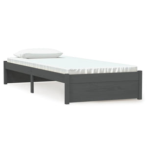 Graues Massivholzbett 75x190 cm