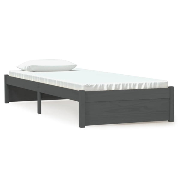 Graues Massivholzbett 75x190 cm