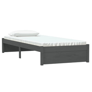 Graues Massivholzbett 75x190 cm