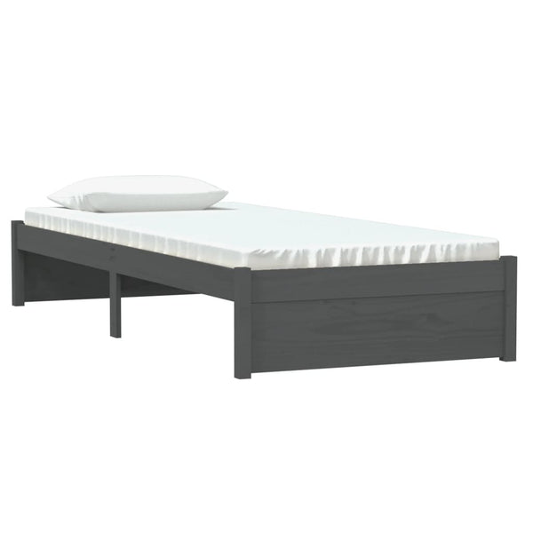 Graues Massivholzbett 75x190 cm