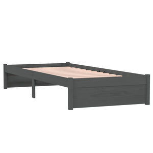 Graues Massivholzbett 75x190 cm
