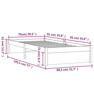 Graues Massivholzbett 75x190 cm