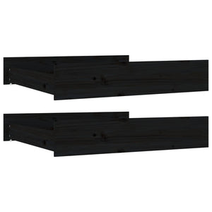 Bettschubladen 2er Set Schwarz Kiefer Massivholz