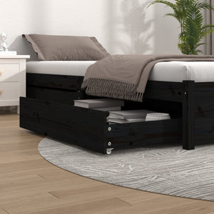 Bettschubladen 2er Set Schwarz Kiefer Massivholz