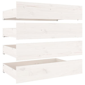 Bettschubladen Kiefer Massivholz Weiß, 4er-Set