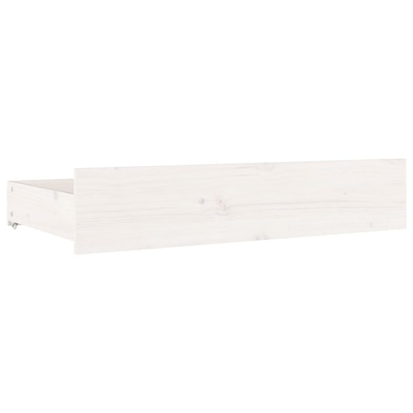 Bettschubladen Kiefer Massivholz Weiß, 4er-Set
