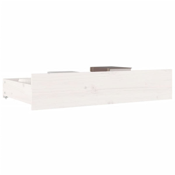 Bettschubladen Kiefer Massivholz Weiß, 4er-Set