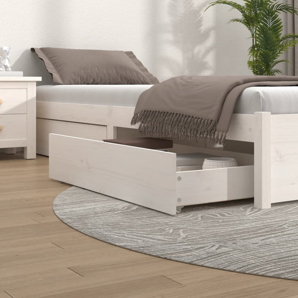 Bettschubladen Kiefer Massivholz Weiß, 4er-Set