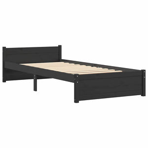Schwarzes Massivholzbett 90x200 cm