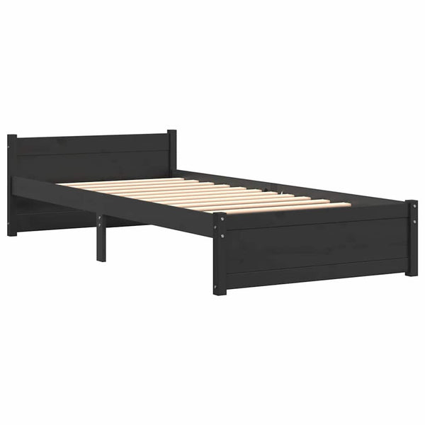 Schwarzes Massivholzbett 90x200 cm