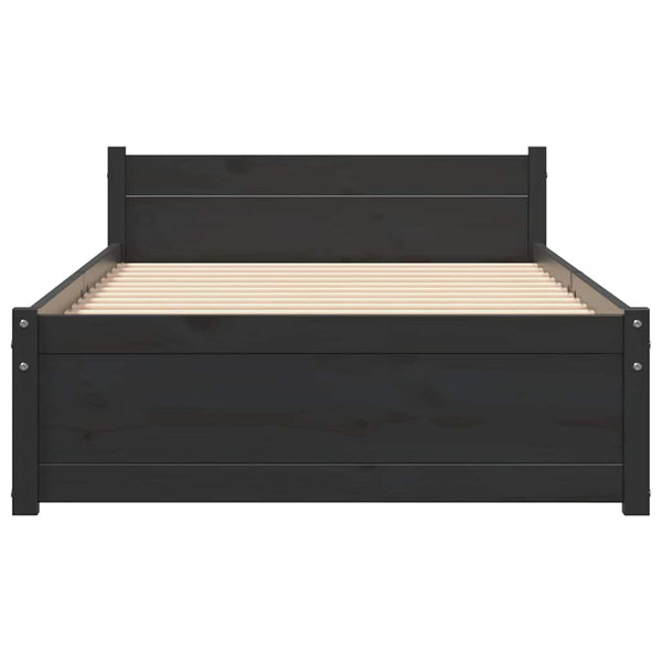 Schwarzes Massivholzbett 90x200 cm