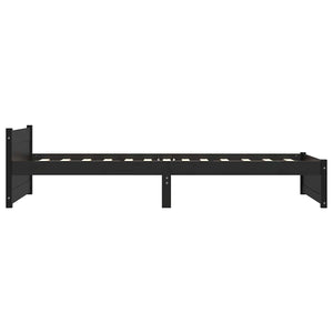 Schwarzes Massivholzbett 90x200 cm