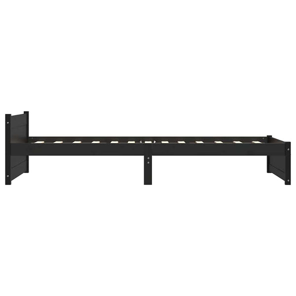 Schwarzes Massivholzbett 90x200 cm