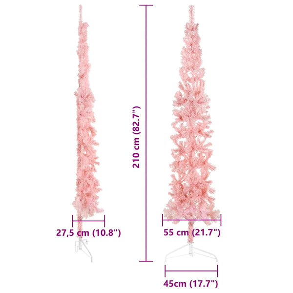Rosa Halb-Weihnachtsbaum Schlank 210cm
