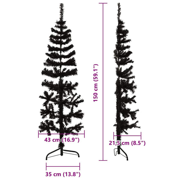 Halb Weihnachtsbaum Schwarz 150cm