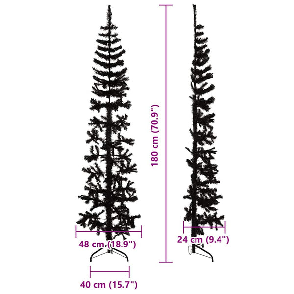 Halb-Weihnachtsbaum Schwarz 180cm