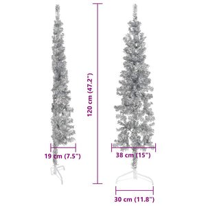 Halb-Weihnachtsbaum Silber Schlank 120cm