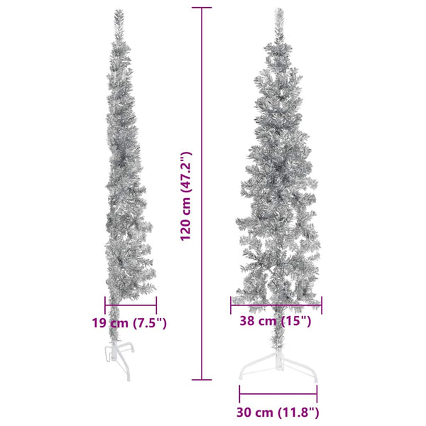 Halb-Weihnachtsbaum Silber Schlank 120cm