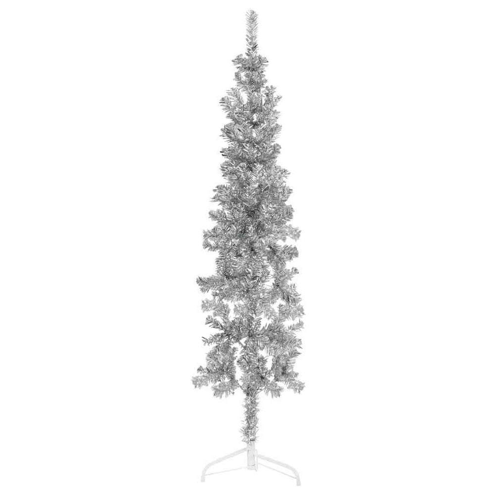 Halb-Weihnachtsbaum Silber Schlank 180cm