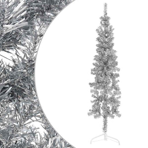Halb-Weihnachtsbaum Silber Schlank 180cm