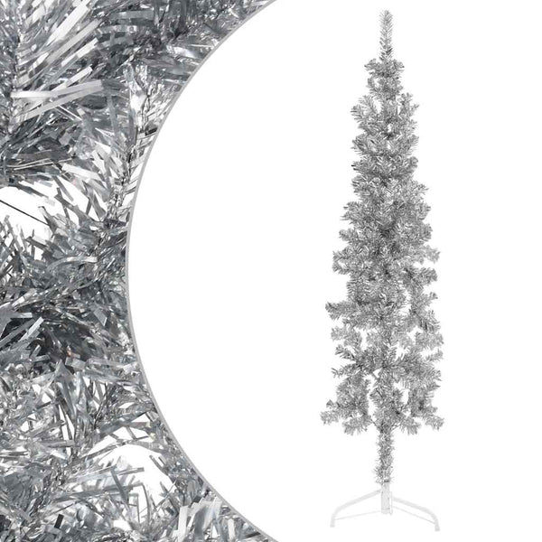 Halb-Weihnachtsbaum Silber Schlank 180cm