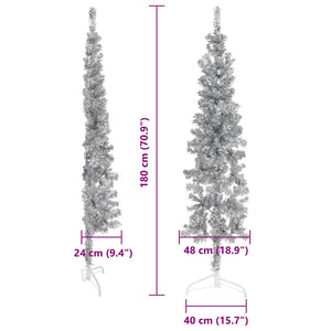 Halb-Weihnachtsbaum Silber Schlank 180cm