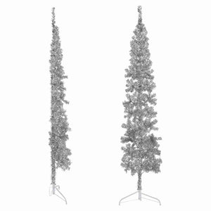 Halb-Weihnachtsbaum Silber Schlank 210cm