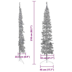 Halb-Weihnachtsbaum Silber Schlank 210cm