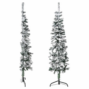 Schlanker Halb-Weihnachtsbaum mit Schnee, 150 cm