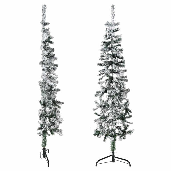 Schlanker Halb-Weihnachtsbaum mit Schnee, 150 cm