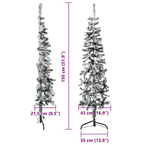 Schlanker Halb-Weihnachtsbaum mit Schnee, 150 cm