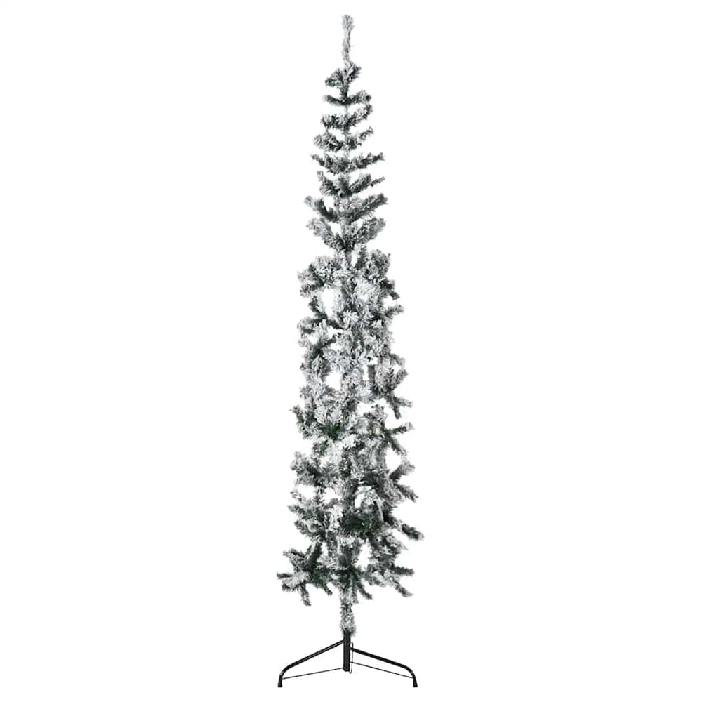 Schlanker Halb-Weihnachtsbaum mit Schnee 210cm