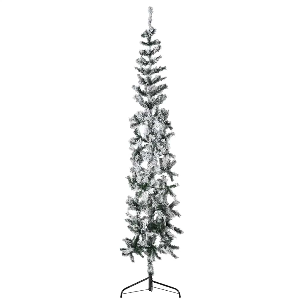Schlanker Halb-Weihnachtsbaum mit Schnee 210cm
