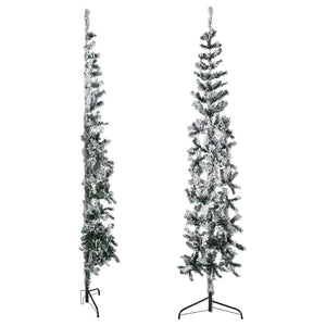 Schlanker Halb-Weihnachtsbaum mit Schnee 210cm