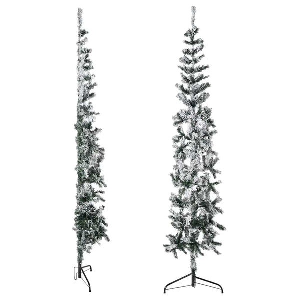 Schlanker Halb-Weihnachtsbaum mit Schnee 210cm