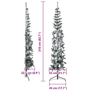 Schlanker Halb-Weihnachtsbaum mit Schnee 210cm